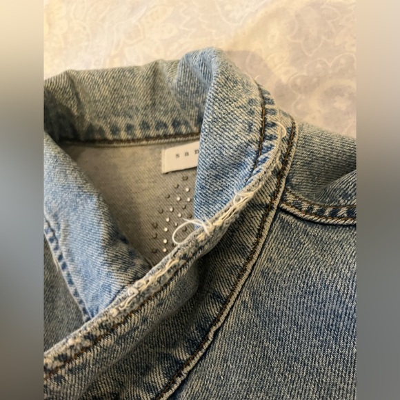 Sandro Eriko Denim Jacket with Pearls - Size Large (Sandro Size 3)$745 - Picture 16 of 16